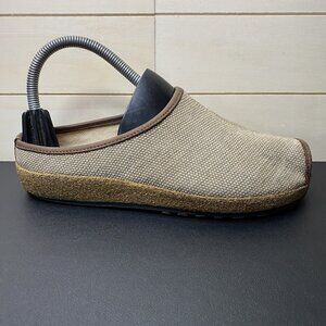 Haflinger Clogs Women's Size 6 Shoes EU37 Brown Canvas Leather Slip-Ons Mules